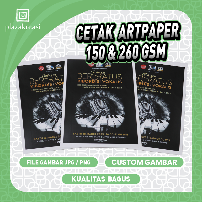 

Cetak Artpaper 120 gsm,150 gsm & 260 gms A3/Cetak Brosur/Cetak Poster