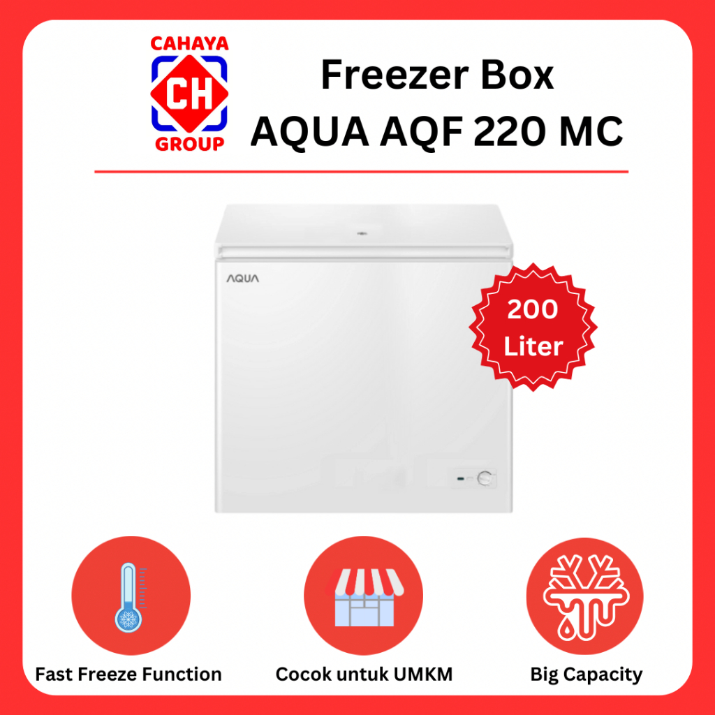 Freezer Box AQUA AQF 220 MC Kapasitas 200 L Lemari Pembeku Makanan Chest Freezer Frozen Food Untuk U