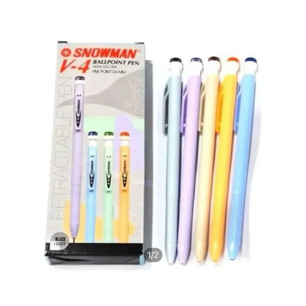 

(1 PAK : isi 12) Bolpen Snowman V4 Pulpen semigel