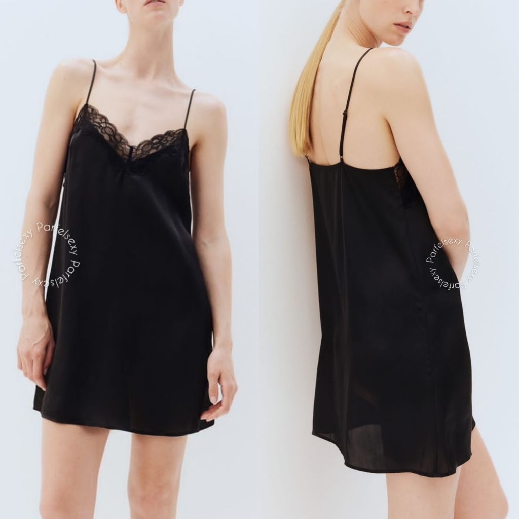 H&M Satin Night Slip Lingerie Wanita Original Size S M  (Wacoal Long Dress Baju Tidur Wanita Size M 