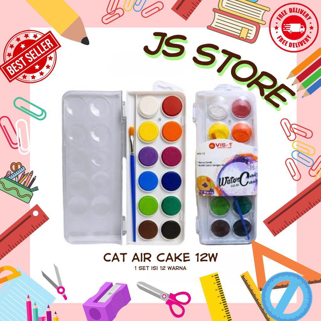 

Cat air Water Color Cakes 12 Warna Free 1 Kuas / Cat Air Set 12 Warna + Kuas