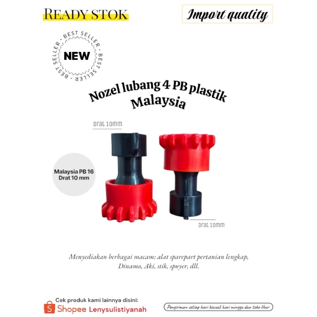 NOZEL SPRAYER TANGKI MALAYSIA LUBANG 4 PLASTIK LURUS | KNAPSACK MALAYSIA LUBANG 4 LURUS PLASTIK | SP