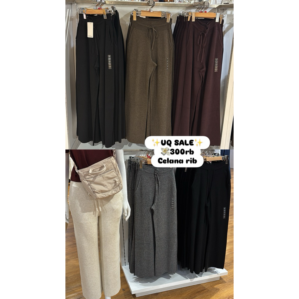 UNIQLO CEWEK CELANA RAJUT RIBBED WASHABLE