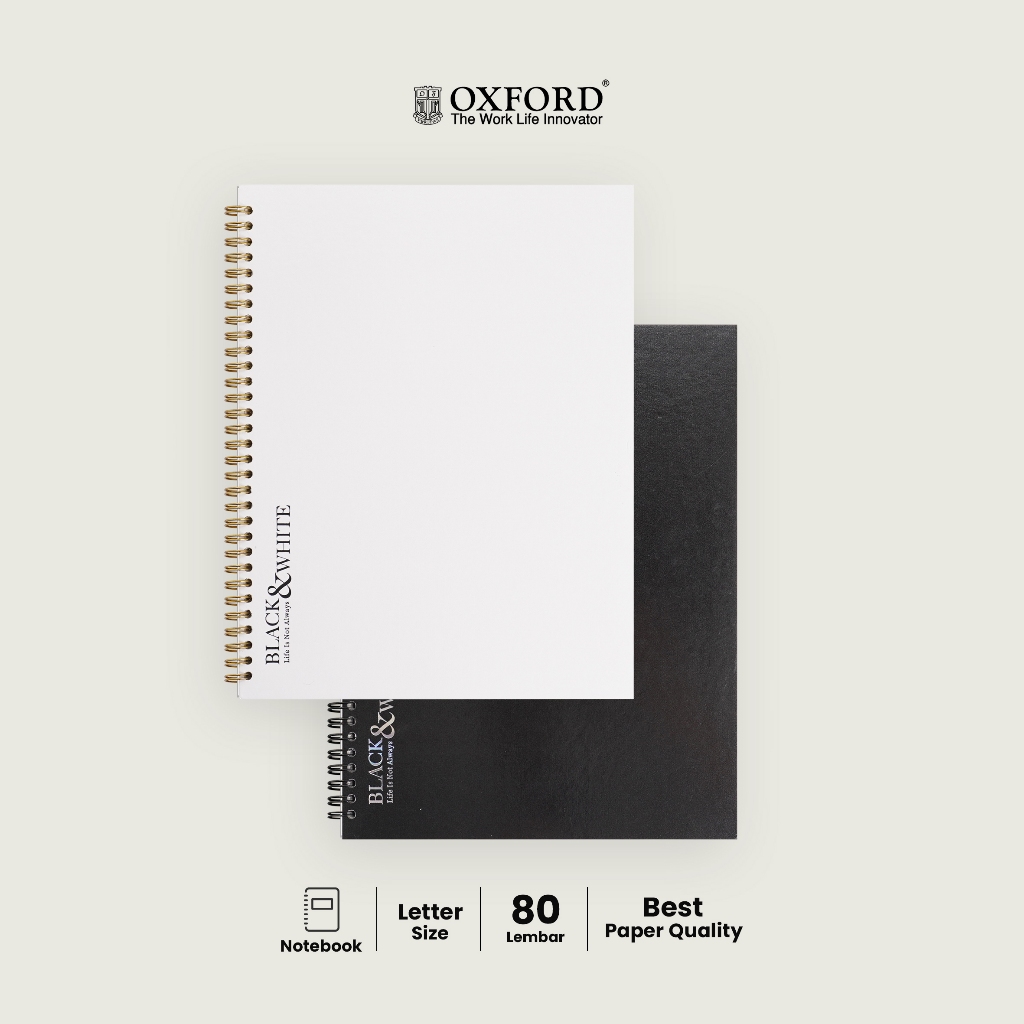 

Oxford Notebook Spiral A4+ Isi 80 Lembar Hardcover Black & White Edition – Buku Catatan Besar Premium