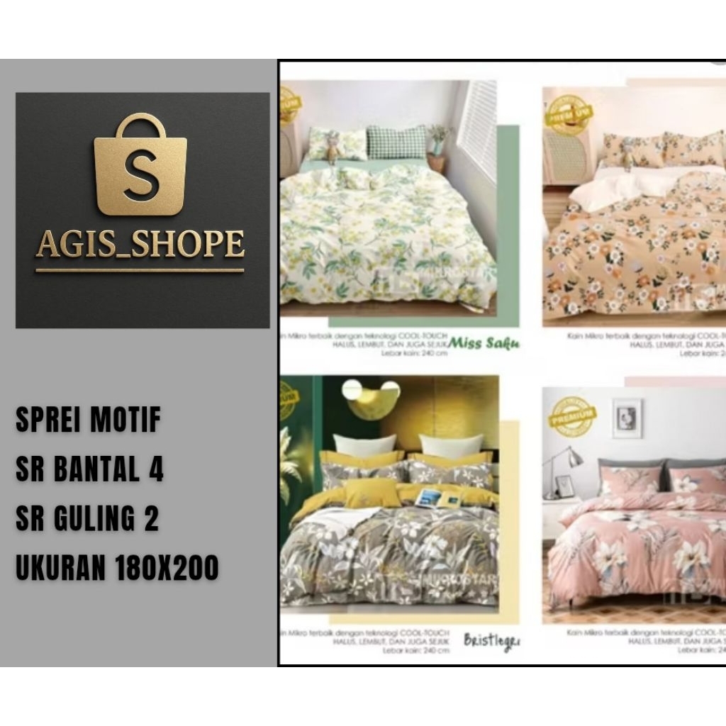 SPREI MOTIF  UKURAN 180X200 BANTAL 4 GULING 2