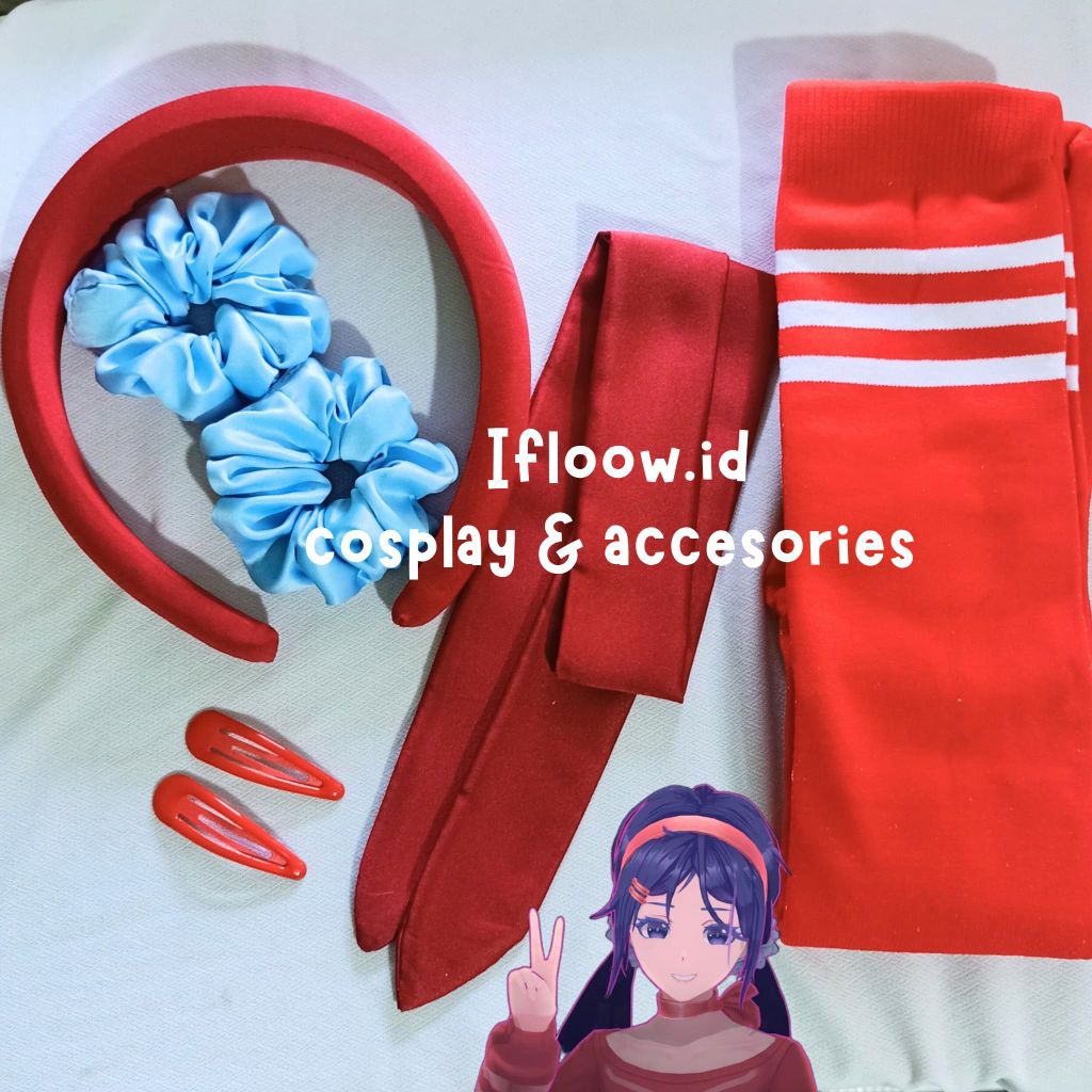 (ifloow.id) Ready set acc Mita Miside Cosplay | Mita Miside Bando jepitan ikat rambut Cosplay