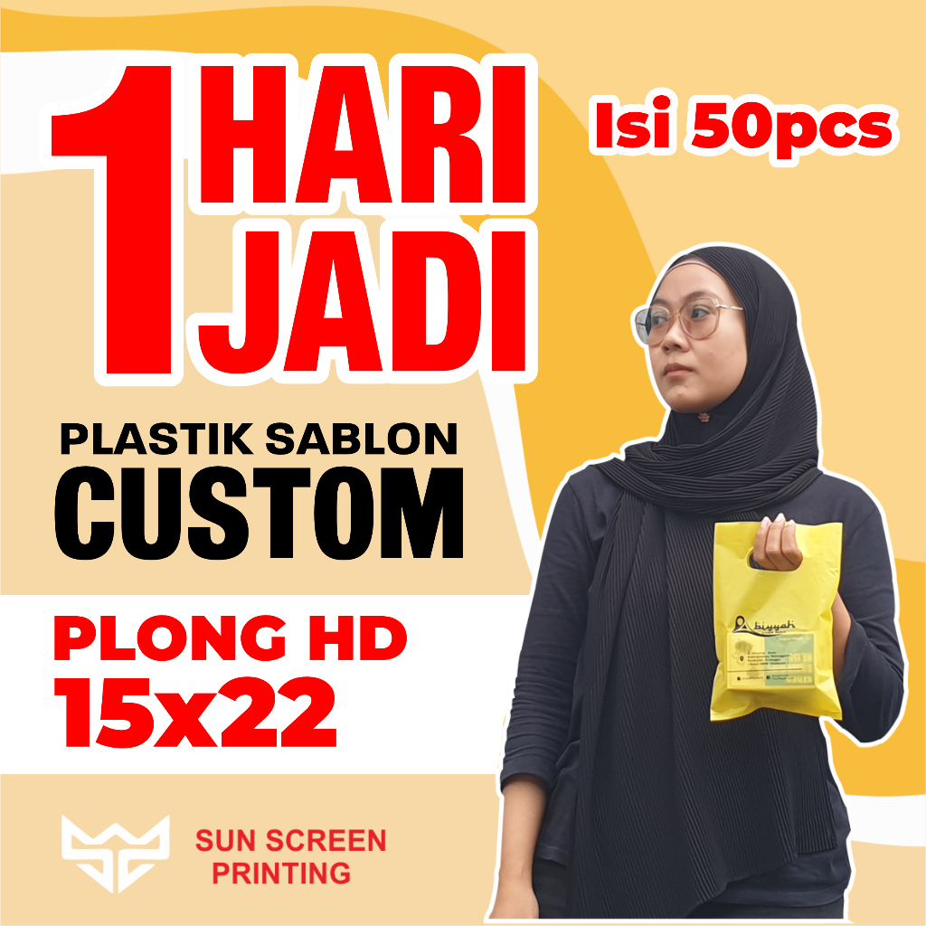 Plastik Sablon Custom Olshop Plong HD 15x22 Free Design isi 50pcs