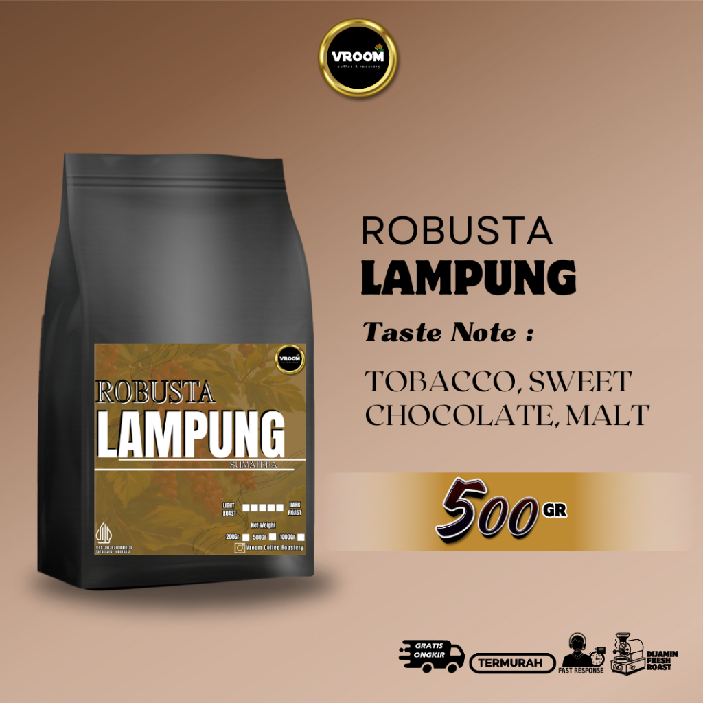 

Coffee Robusta Lampung Roast Bean Kopi Robusta Silver Grade Biji Matang Bubuk 500gram