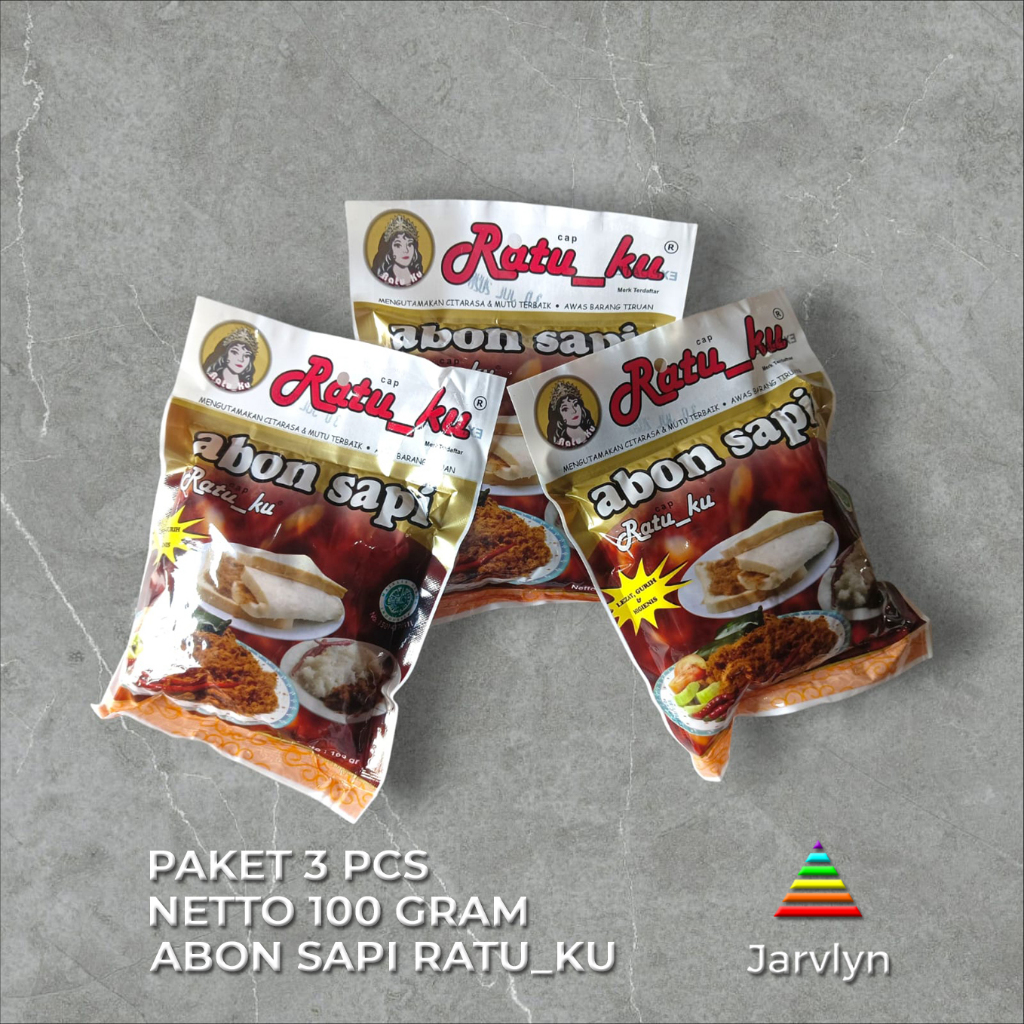 

Abon Sapi cap Ratu_ku isi 100 gram bukan merk Ratu paket 3 pcs