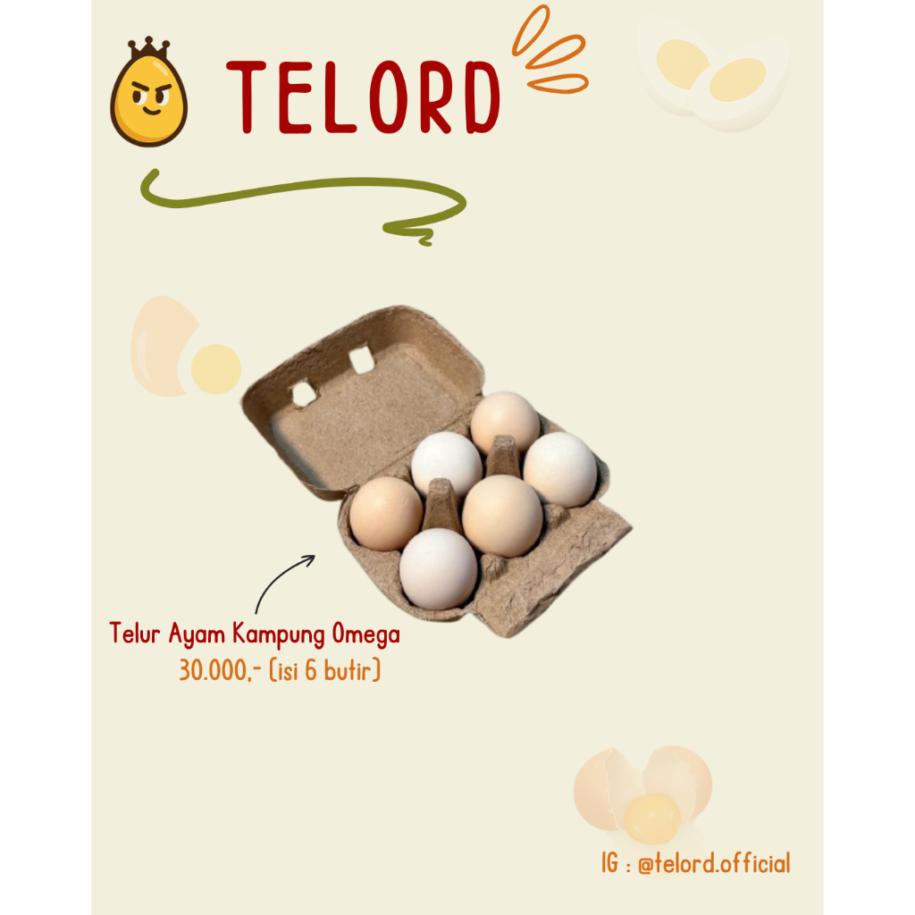 

Telur Ayam Kampung Omega‑3 Isi 6 Butir – DHA & EPA Alami, Segar & Bergizi, Bebas Antibiotik