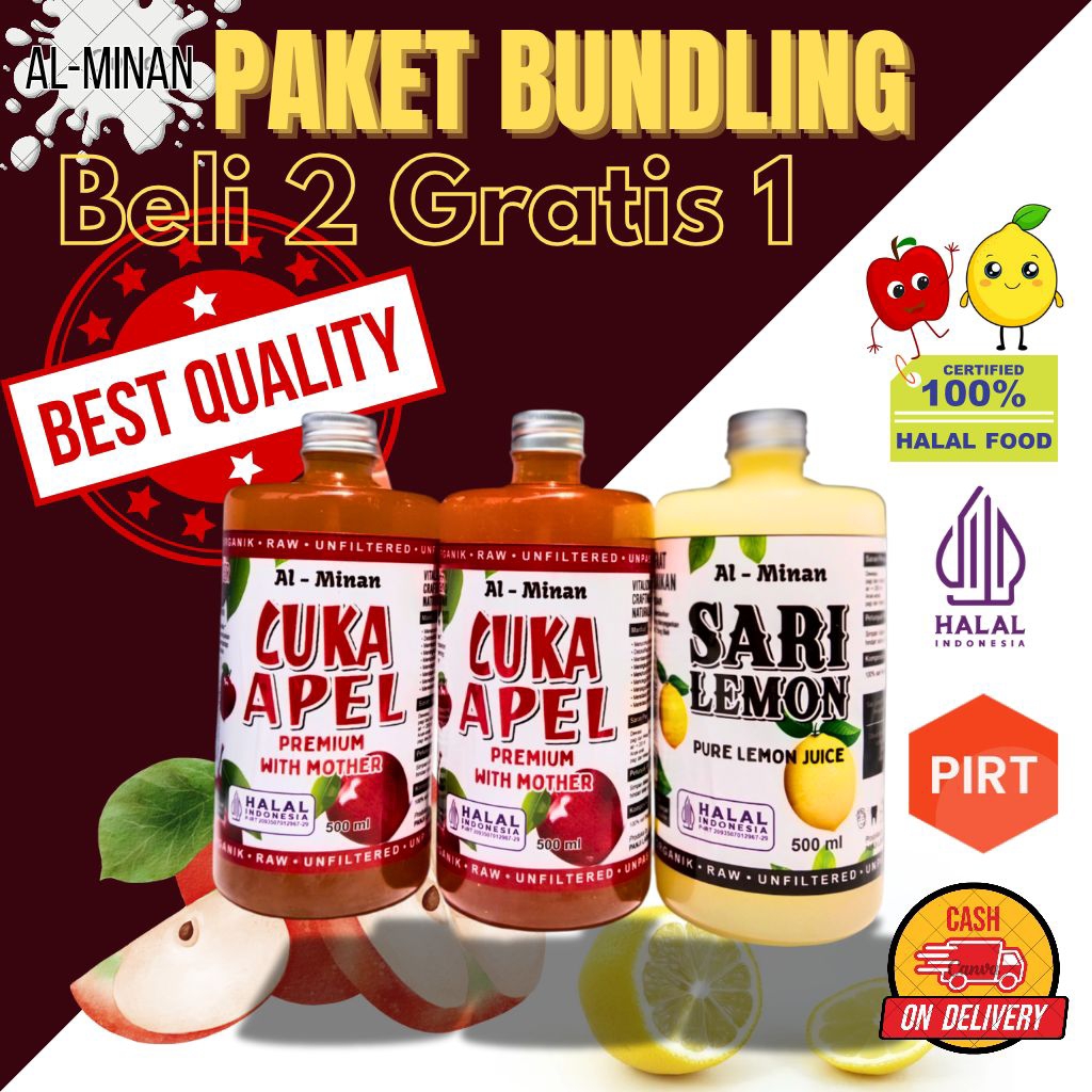 

Cuka apel 1 liter + Sarilemon 500 ml premium organik- detox tubuh- diet, dan kontrol gula darah