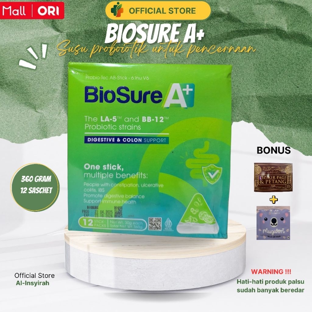 

BIOSURE A+ Minuman Susu Probiotik Isi 12 Sachet