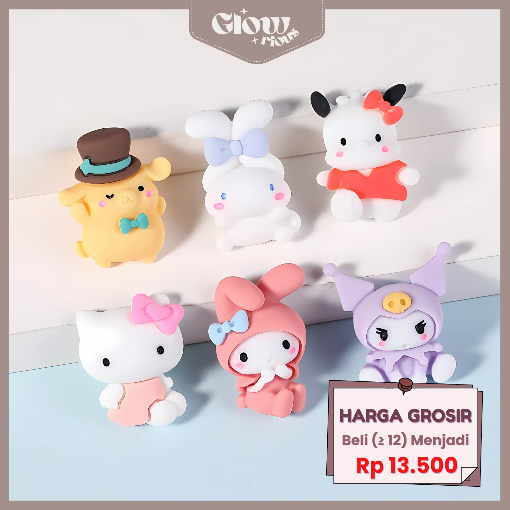 

GR 6 PCS Stiker Aesthetic Sticker Botol Minum Hello Kitty Cinamoroll Kuromi Stiker Tempel 3D Timbul