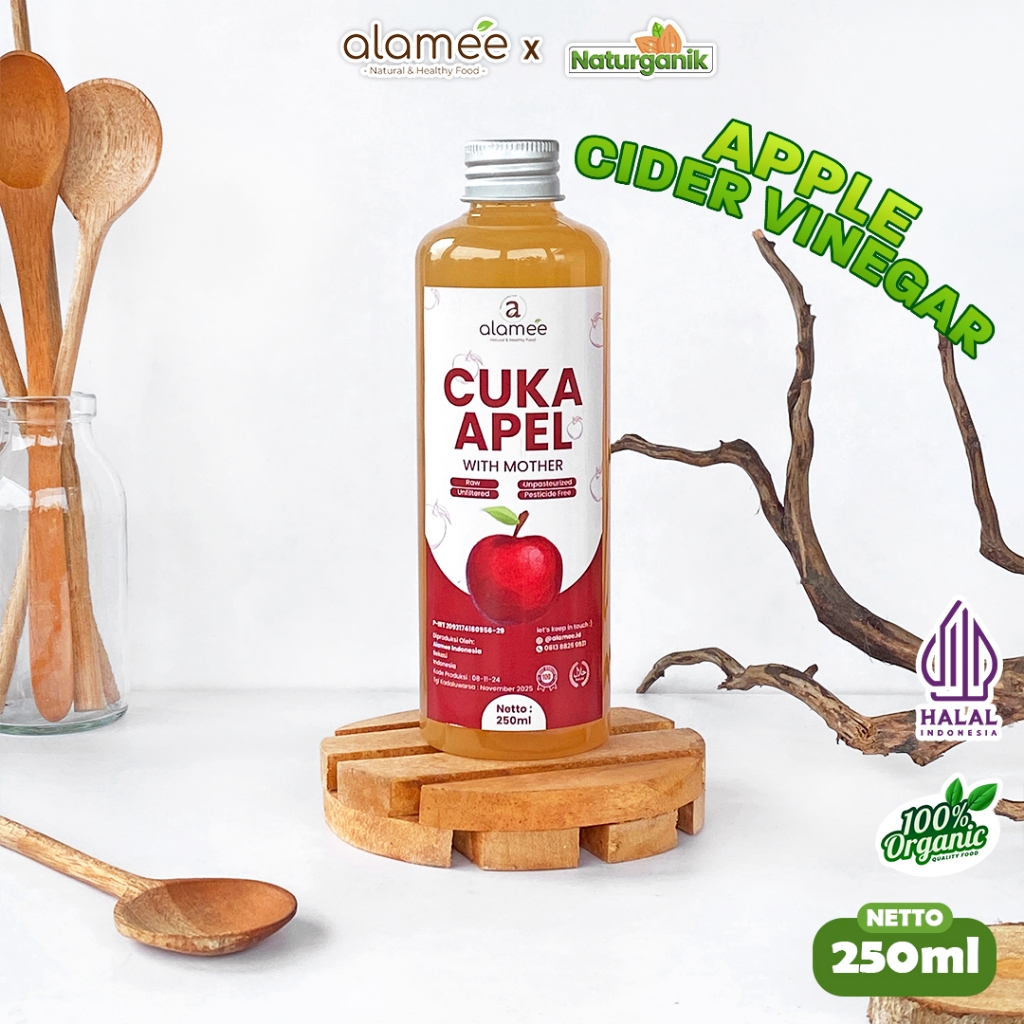 

ALAMEE Cuka Apel Organik Apple Cider Vinegar With Mother Original Sari Buah 250ml Naturganik