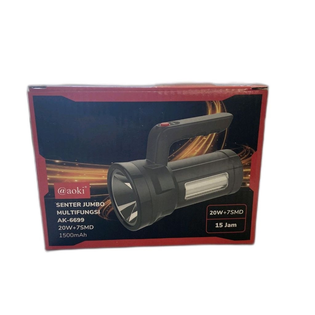Senter jumbo multifungsi AOKI AK-6699 20W+7 SMD 1500mAh 15 jam Hitam