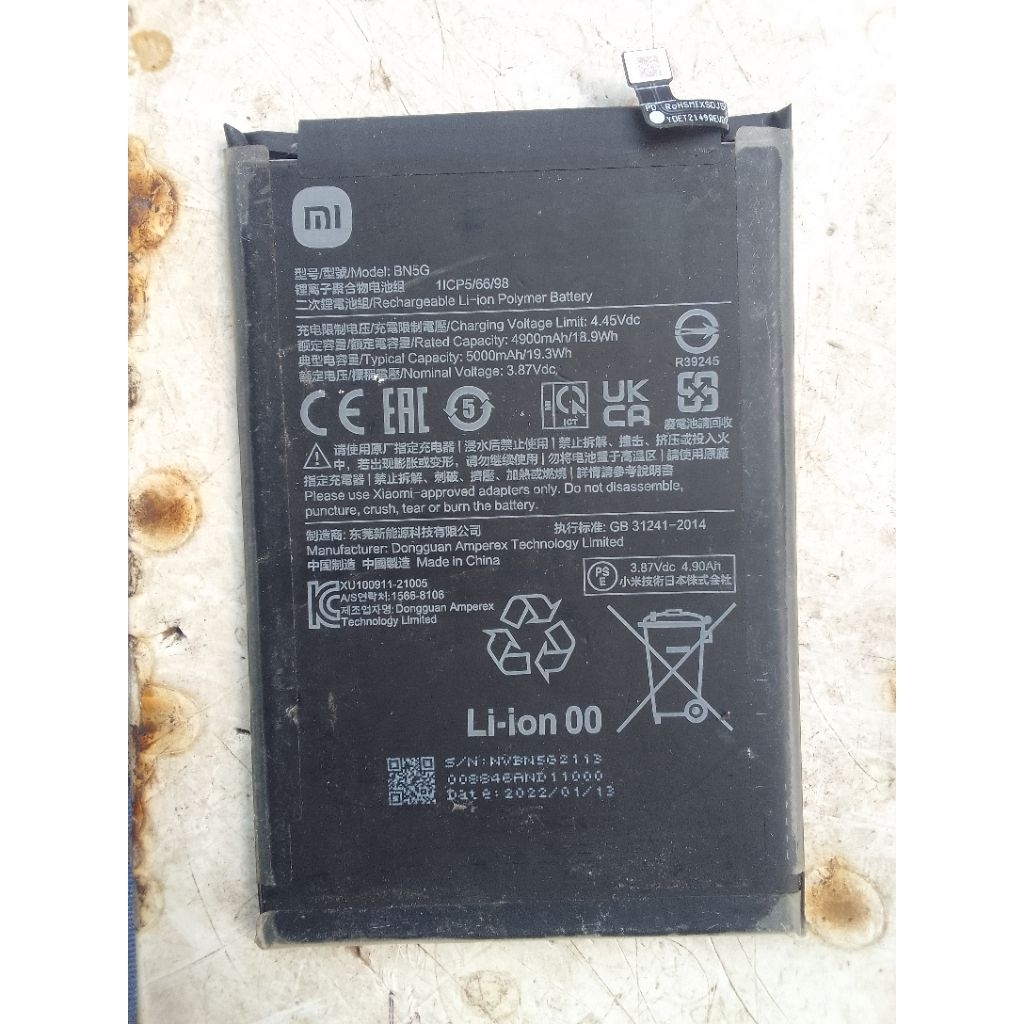 batre bn5g hp redmi 10c/10a seken
