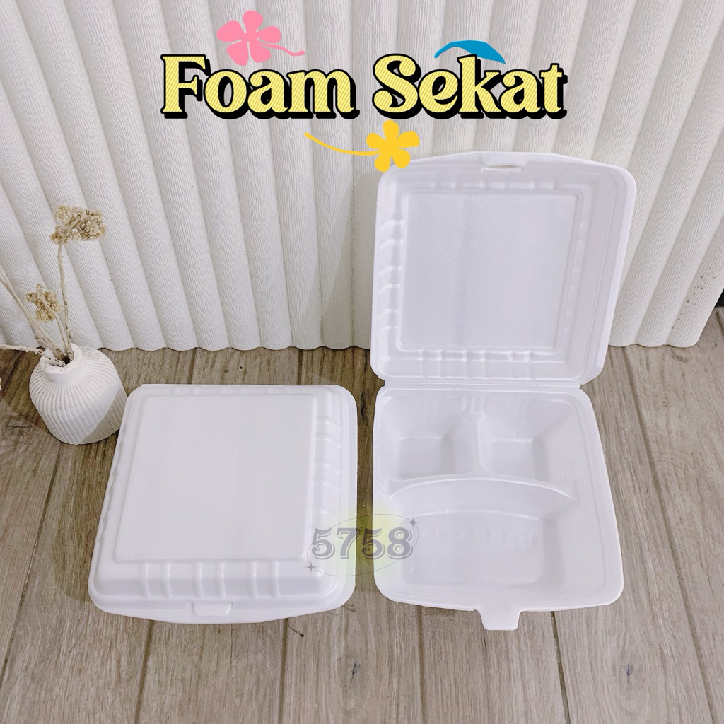 [ECER] FOAM KOTAK MAKAN SEKAT 3 STYROFOAM NASI