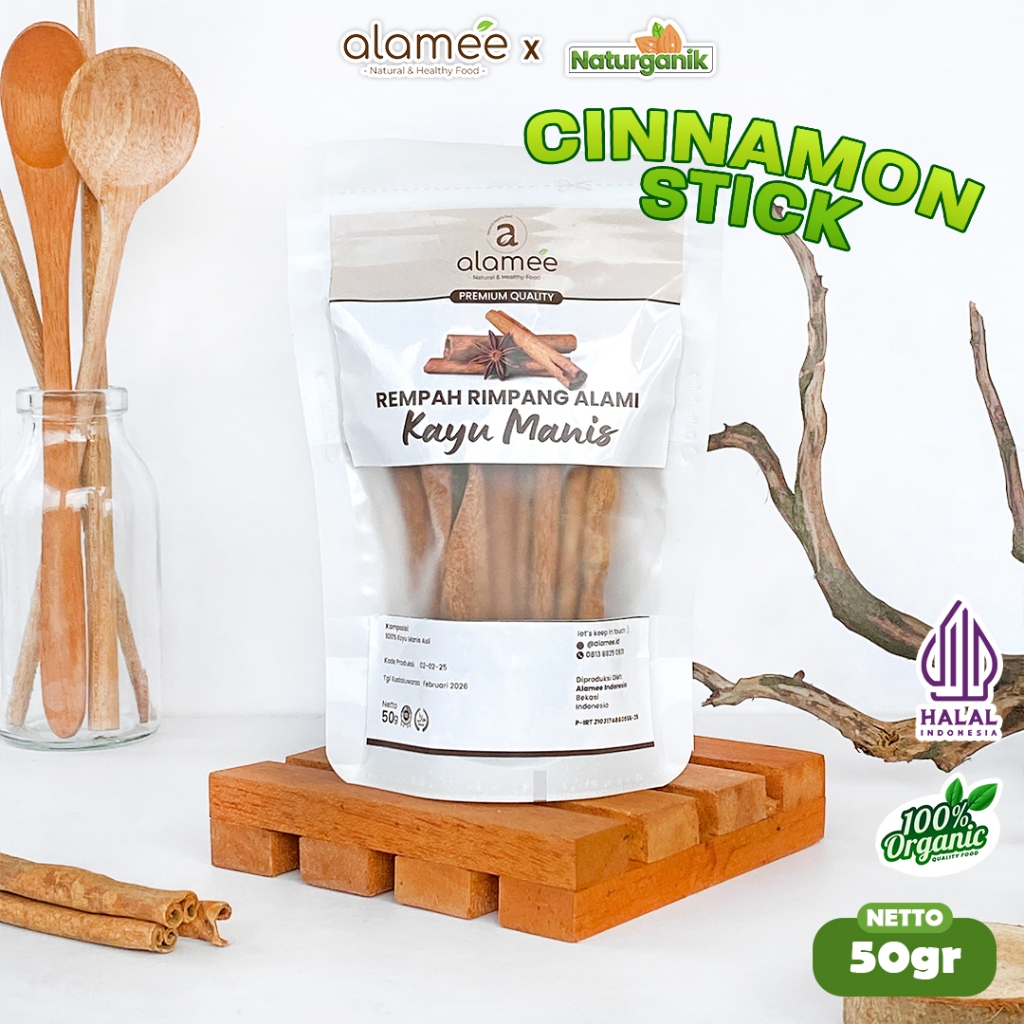 

ALAMEE Kayu Manis Batang Cinnamon Stick Rempah Rimpang Organik Alami Bumbu Masak50gr Naturganik