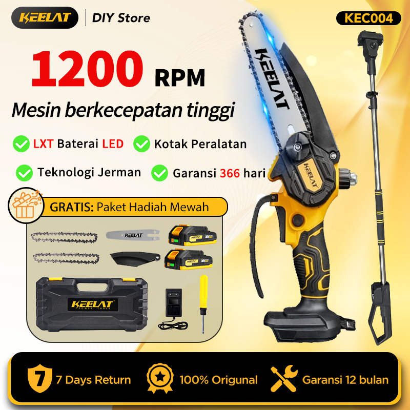 KEELAT-KEC0046 Inch Gergaji Cordless Chainsaw Gergaji Mesin Lithium Gergaji Rantai Elektrik Portable