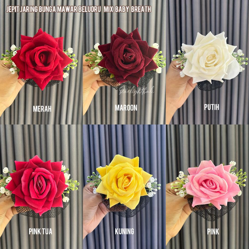 Starlight Bali || Jepit Jaring Mawar Beludru / Jepit Hairnet / Jepit Mawar / Jepit Rambut