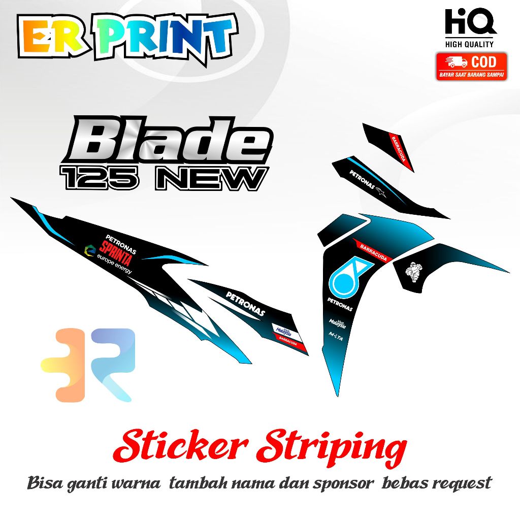 Striping Blade 125 New Sticker 1 Full Set Kanan Kiri Variasi  Desain Petronas