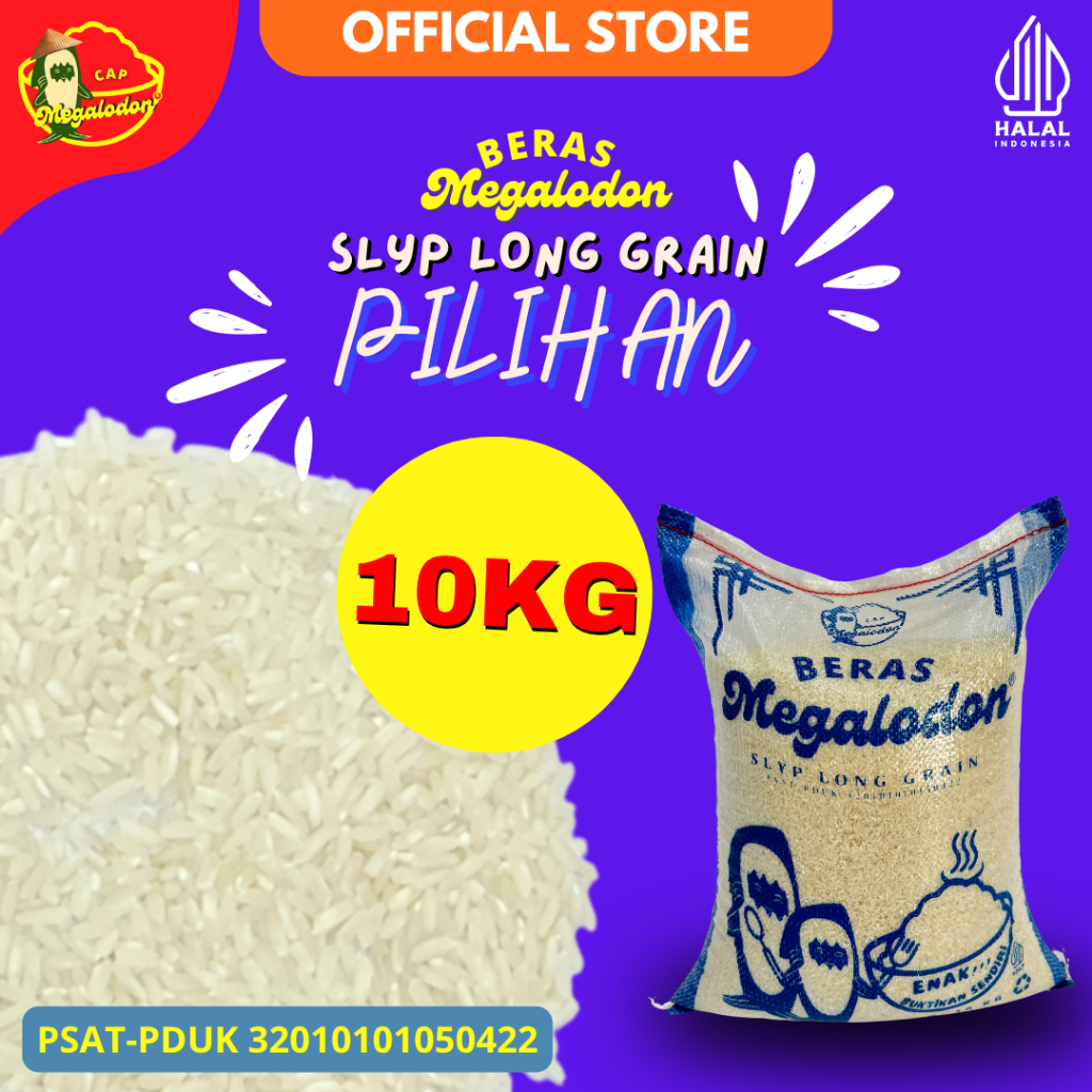 

Beras Cap Megalodon SLYP LONG GRAIN PILIHAN 10 Kg Bersih, Berkualitas & Terjamin