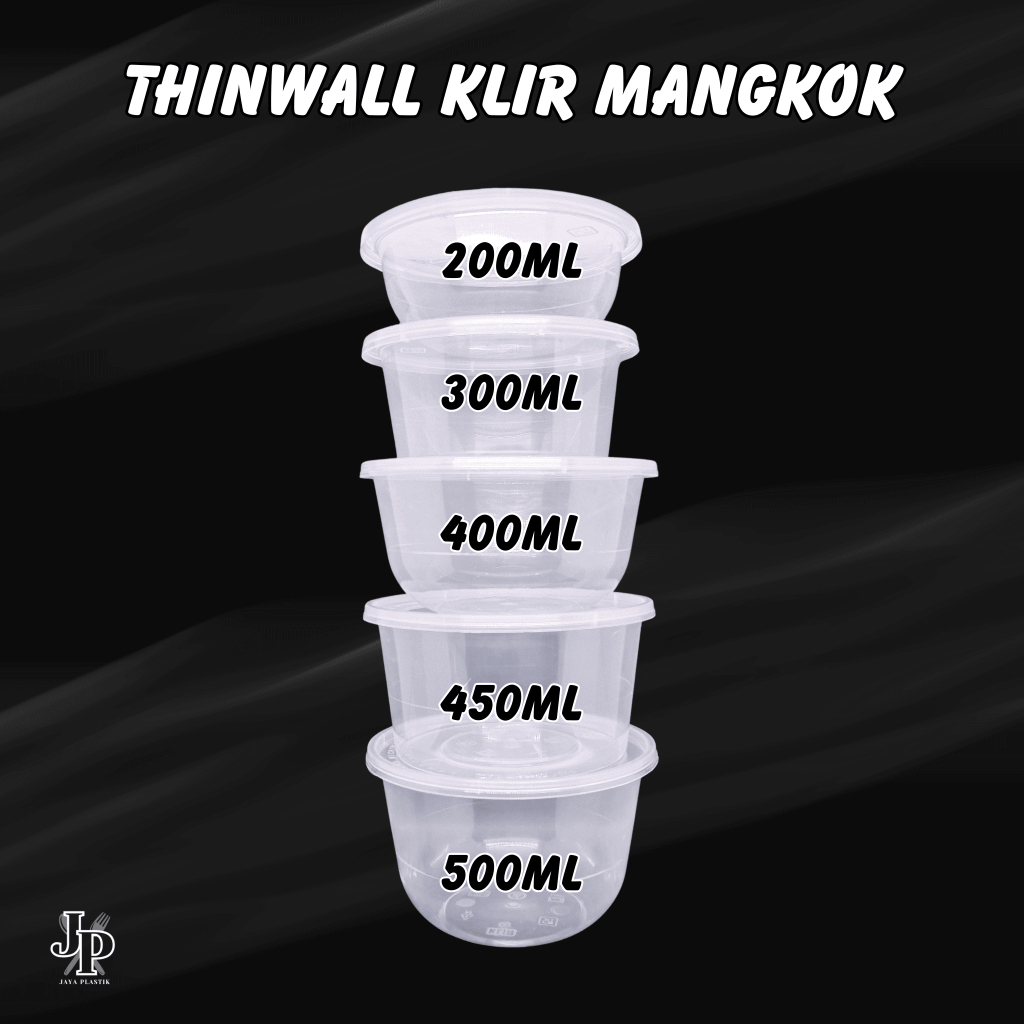 Thinwall Klir Mangkok 200ml , 300ml , 400ml , 450ml , 500ml 1 Pack Isi 25pcs / Thinwall Mangkok / Th