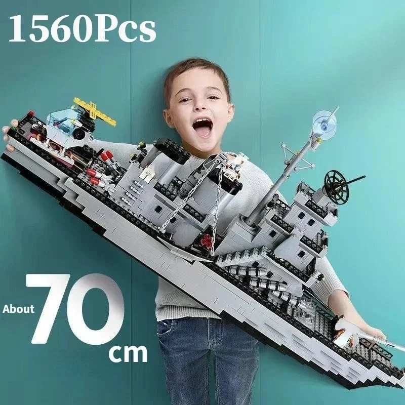 1560 PCS kapal perang Angkatan Laut model kapal perang 6 in 1 multi-bentuk kombinasi blok bangunan u