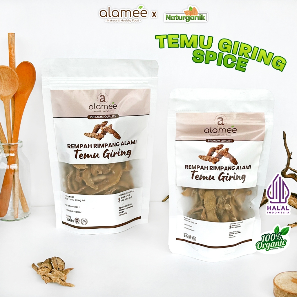 

ALAMEE Temu Giring Iris Kering Organik Kuning Gajah Rempah Rimpang Alami Spice Naturganik