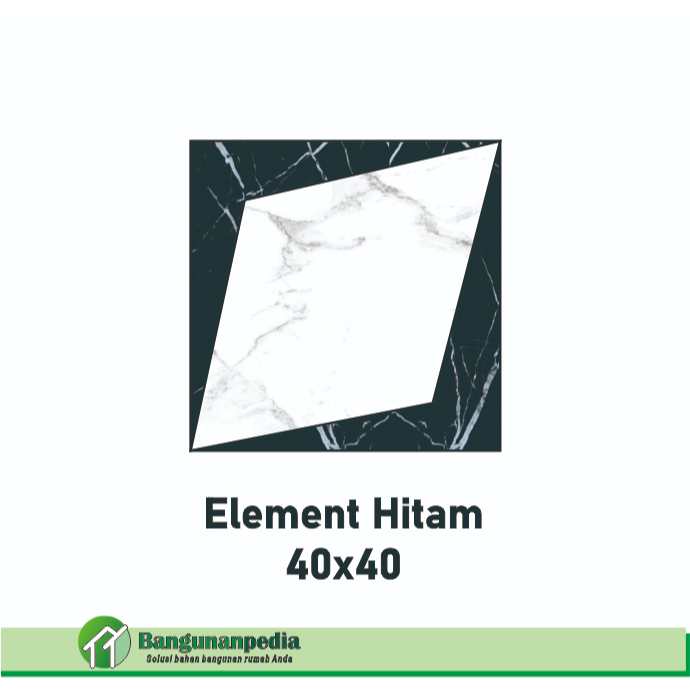 Keramik Lantai Hitam Putih Motif Marmer 40x40 Element Estillo