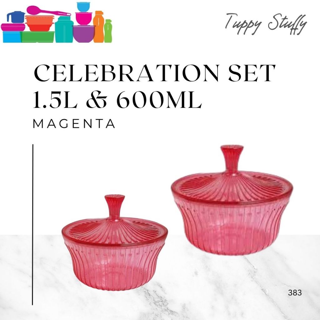Tupperware Celebration set (2) - Magenta | Toples crystal set 2pcs ori tupperware / Toples kaca