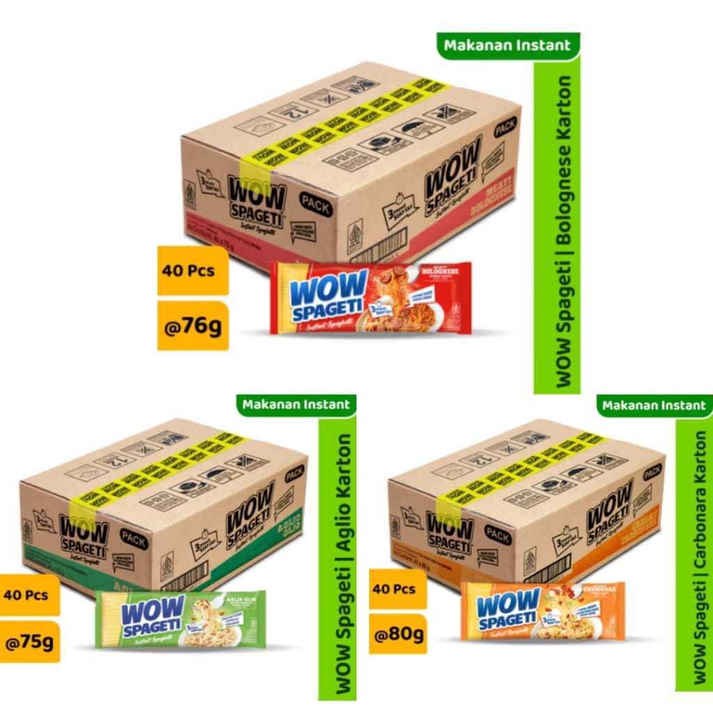 

[ 1 Karton ] WOW Spageti Instant Spaghetti 3 Menit Siap Saji