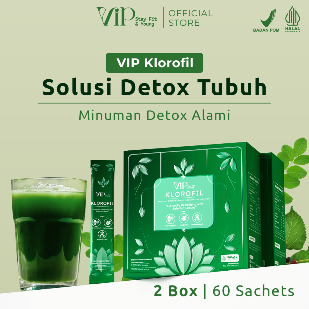 

COCOFLIM X VIP KLOROFIL 2 BOX (2x30sachet) | CHLOROFIL MULBERRY DAUN KELOR MORINGA | Suplemen Detox