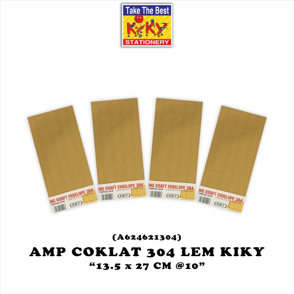

KIKY Amplop Coklat No. 304 - 125 GRAM Lem - 1 Pack = 10 Lembar