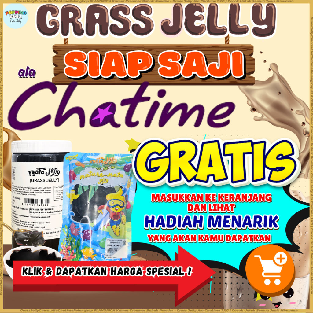 

GrassJellyCincauAlaChatimePelengkap FLAVORICH Krimer Creamer Bubuk Powder - Grass Jelly Ala Chatime 1 KG | Cocok Untuk Semua Jenis Minuman