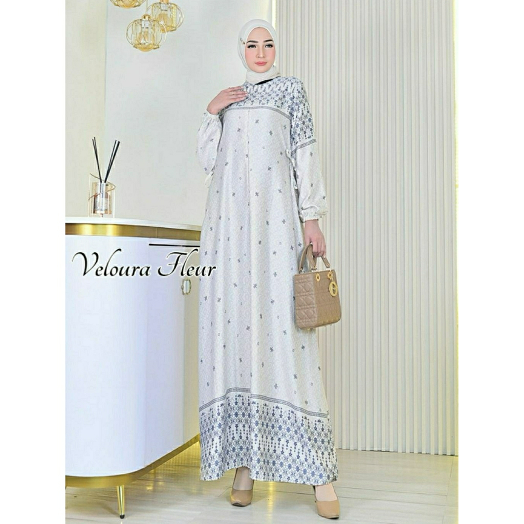 Gamis Silk Motif Bela Premium Dress Jumbo Wanita Seragaman Pengajian Terlaris Kekinian