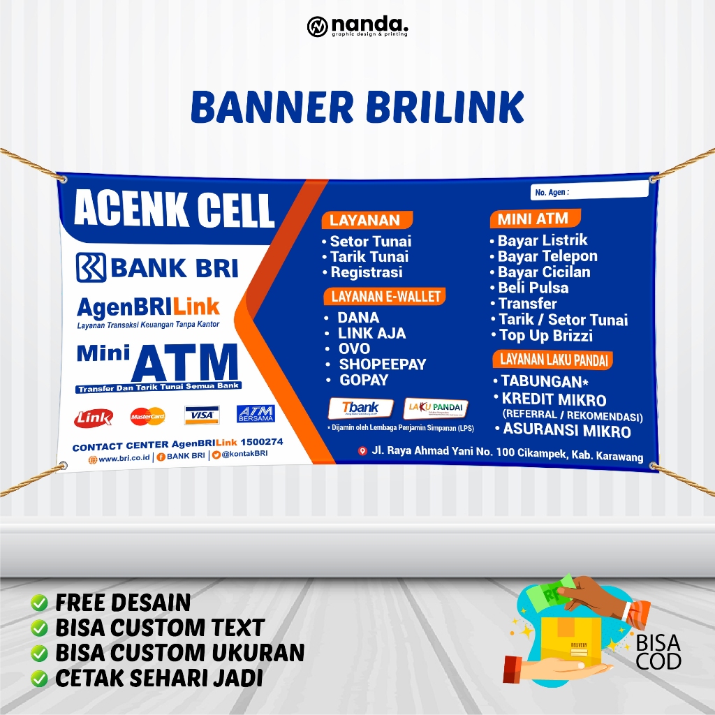 SPANDUK BRI LINK - BANNER BRI LINK  PULSA - SPANDUK KONTER - AGEN BRI LINK BANNER KONTER / SPANDUK K