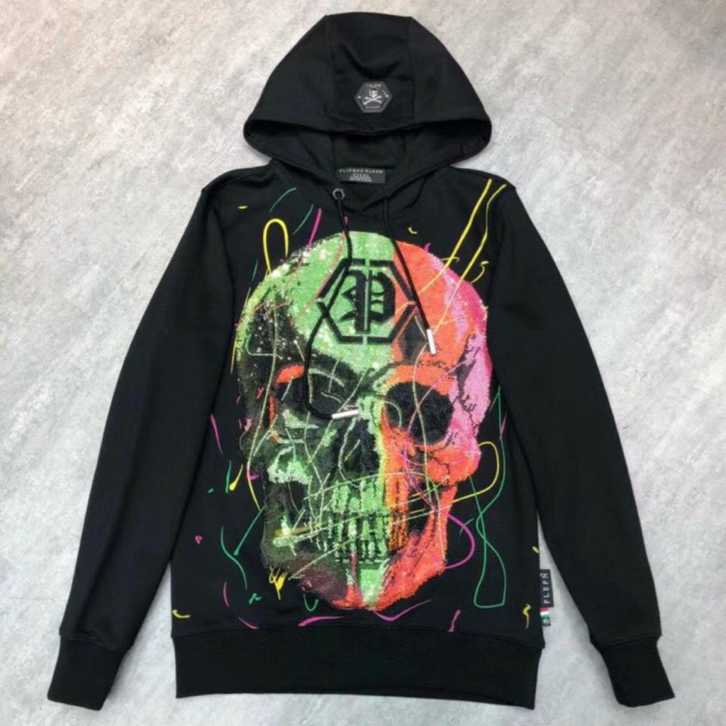 jaket pria hoodie hitam tengkorak import keren jaket korea S4001