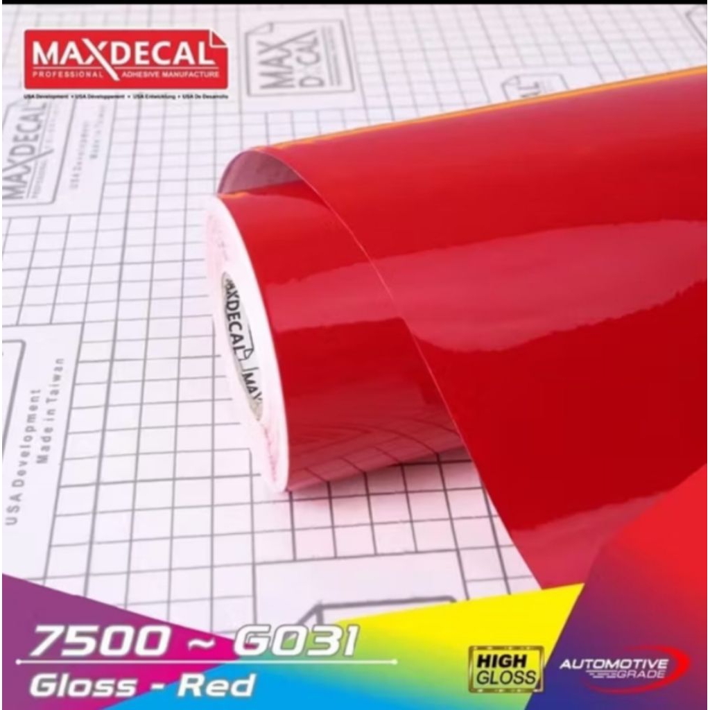 SCOTLET MERAH GLOSSY MERK MAXDECAL /WRAPPING MOTOR /WRAPPING MOBIL/PRODUK BERKUALITAS/LEM KUAT/TAHAN