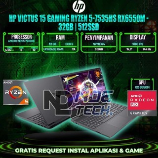 HP VICTUS 15 GAMING RYZEN 5-7535HS RX6550M