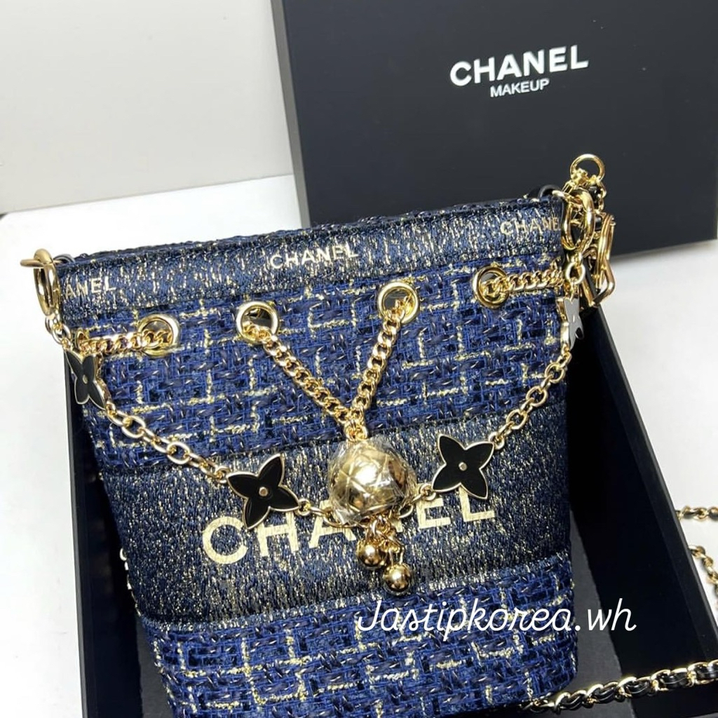 bucket bag tweed blue and white vip gift