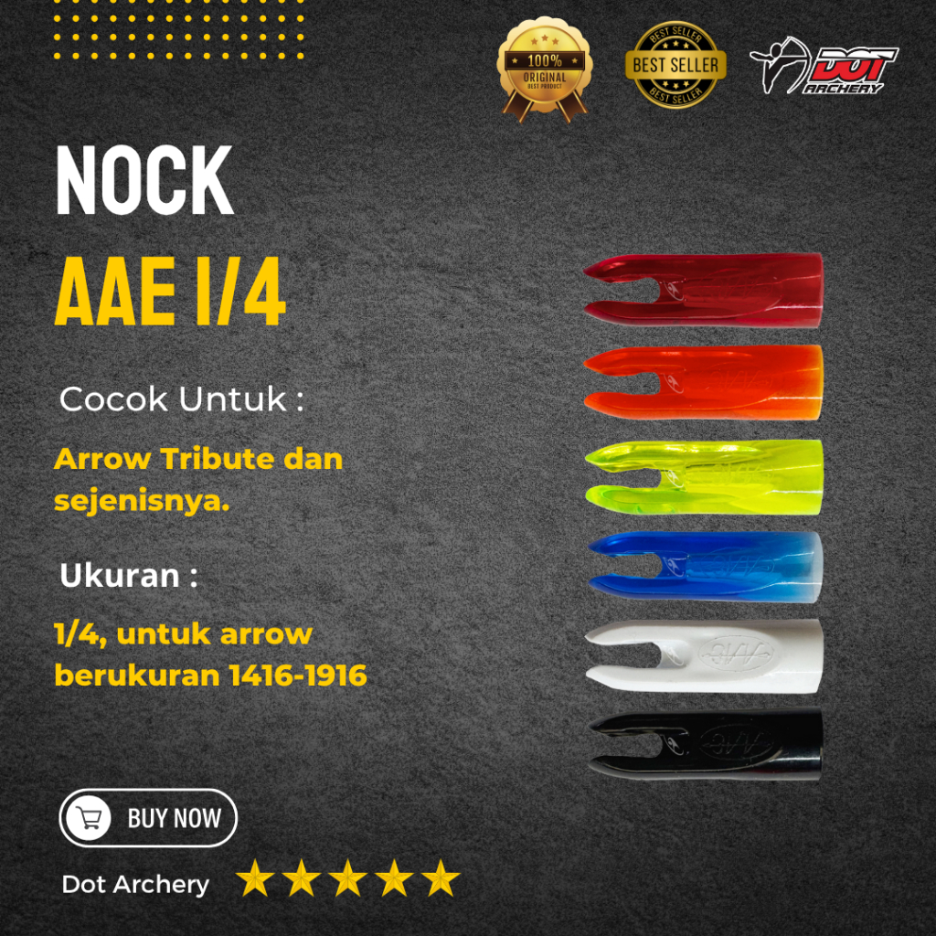 Nock Panahan | AAE Nock 1/4 Original per Lusin | Nock Arrow untuk Busur Recurve dan Compound
