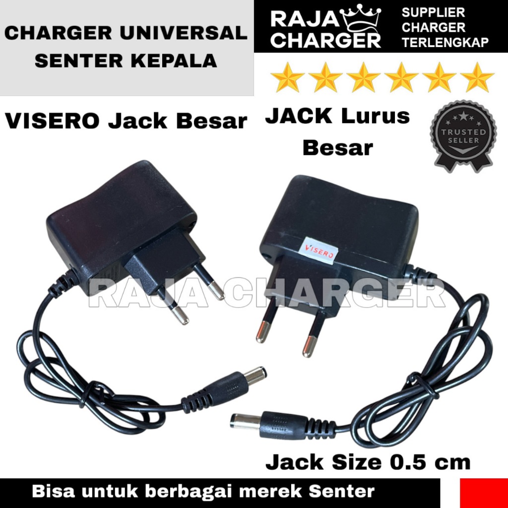 Charger Senter Kepala Headlamp Visero JACK LURUS Besar Dc 4.2V 500 Mah Senter Cas Senter
