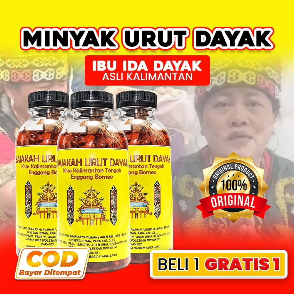 Minyak Urut Dayak Ida Minyak Pijat Asli Kalimantan 100% Original Akar Kayu Beli 1 dapat 2 Gratis Teh