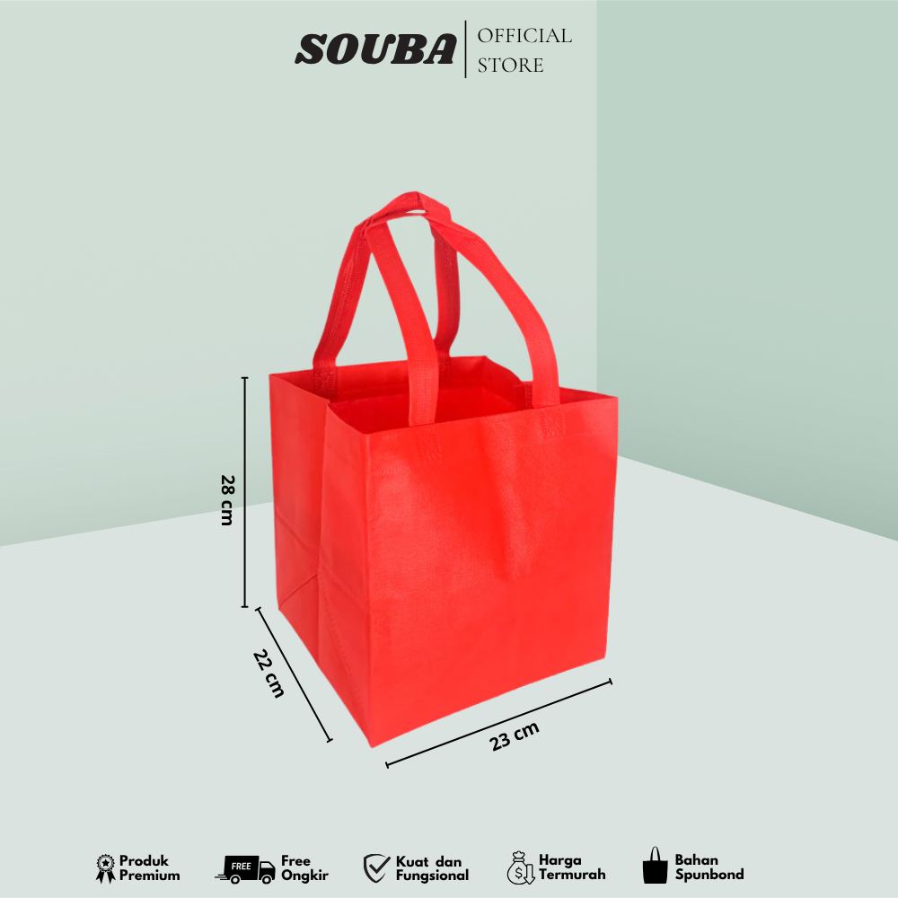 

(60 Pcs) Tas Spunbond Polos – Ukuran 22x23x28 cm. Tas Kain Hajatan Spunbond / Tas Nasi Kotak