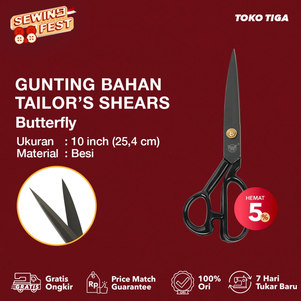

Gunting Potong Bahan Kain Butterfly 10" / Gunting Tailor Ukuran 10