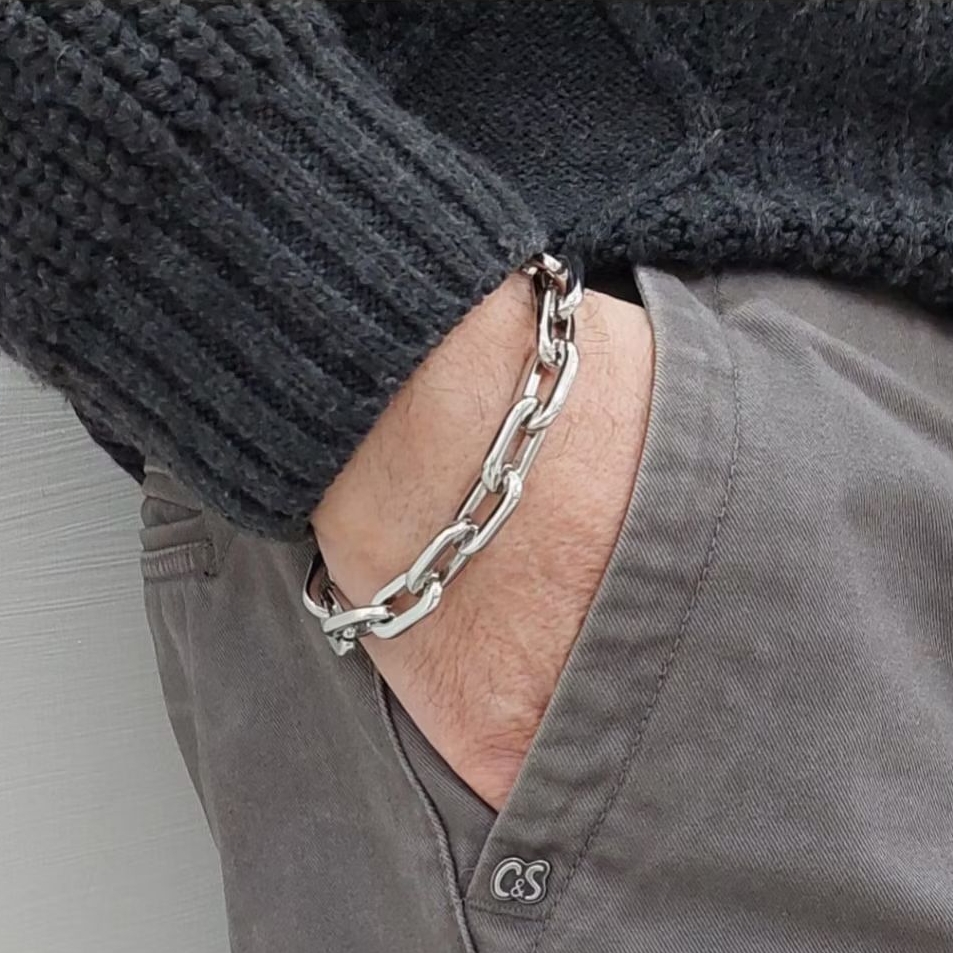 Gelang Pria Rantai Besar Titanium Maskulin & Stylish