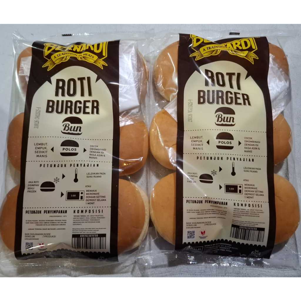 

roti burger polos isi 6 bernardi
