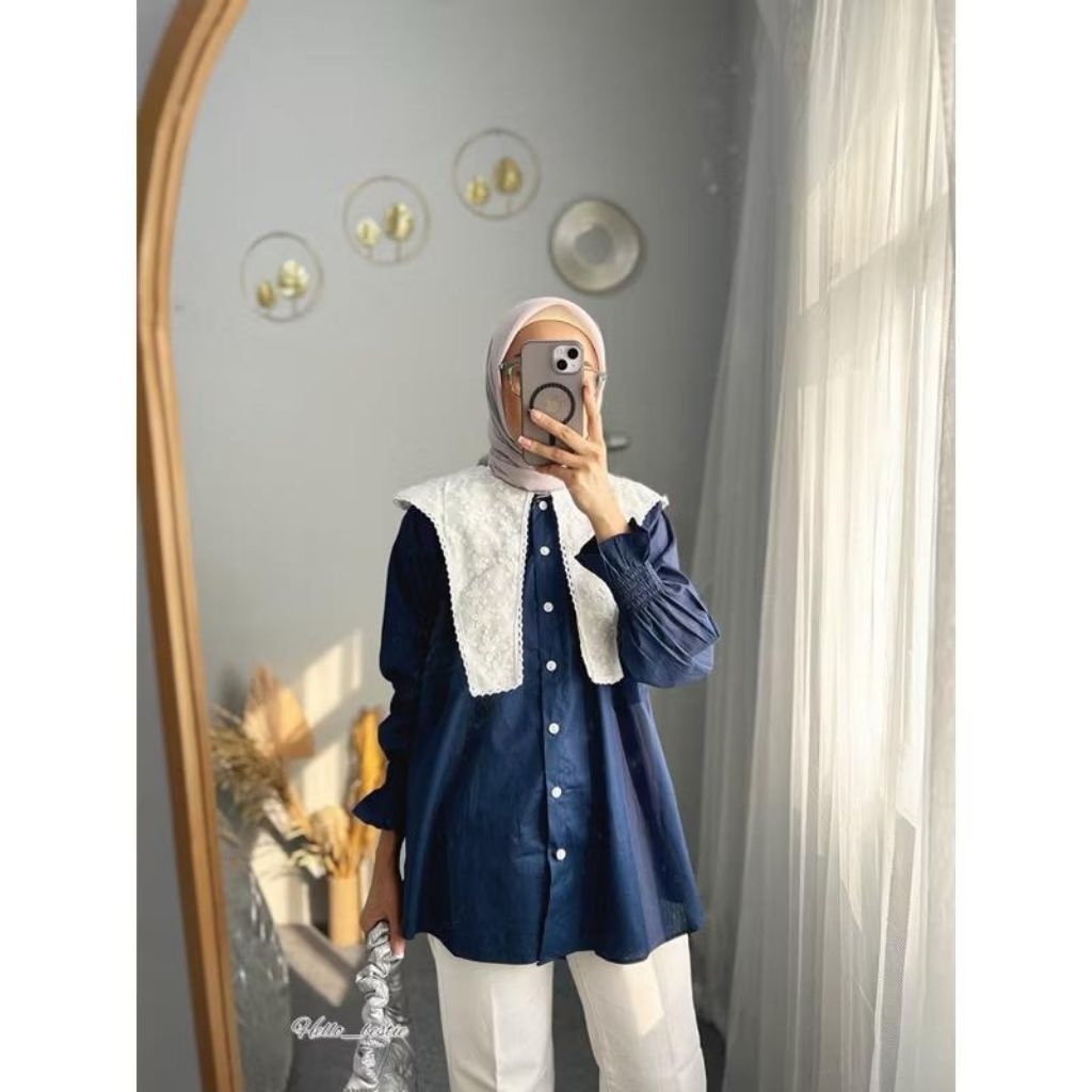 Blouse Katbol Blouse kombinasi Katbol Blouse kerah Katbol renda Blouse kerah renda Blus Sailor Blous