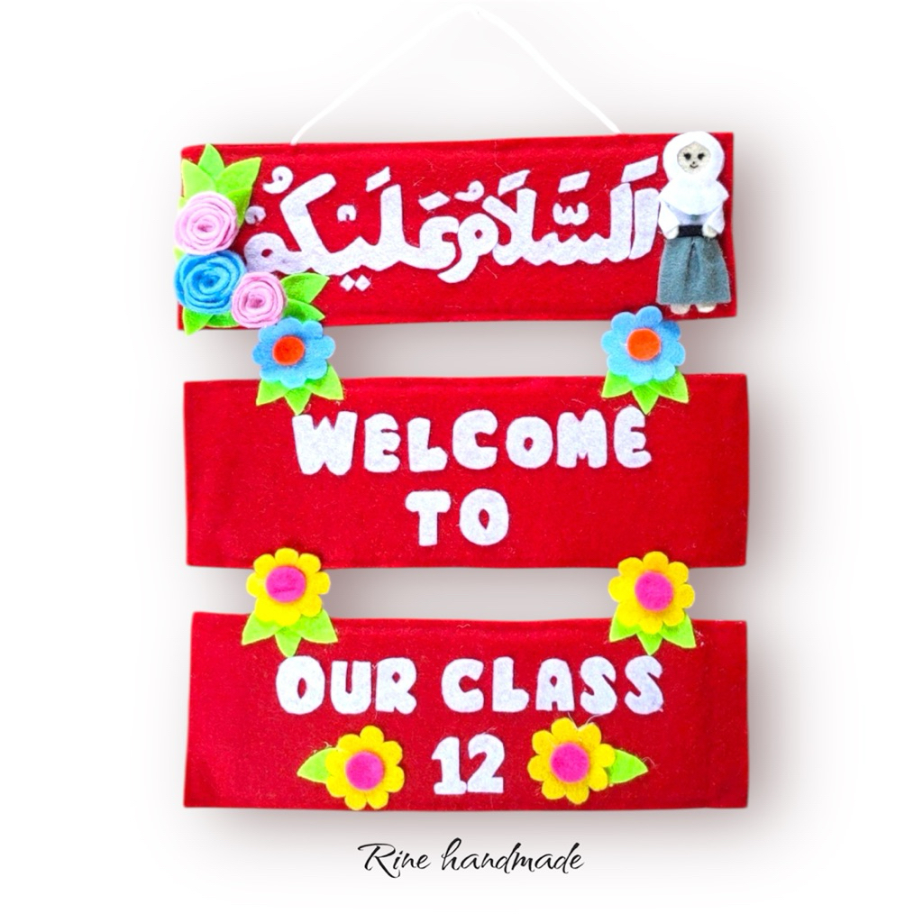 Hiasan kelas hiasan pintu kelas assalamualaikum flanel   welcome to class custom warna random